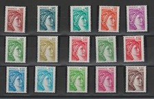 1977-78 FRANCE TYPE SABINE SANS BANDES PHOSPHORES 15 VAL MNH MF74938