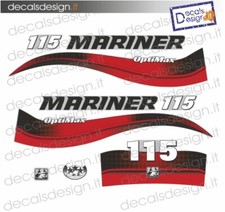 Adesivi motore marino fuoribordo Mariner optimax 115 cv gommone stickers 