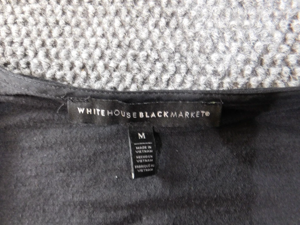 Blusa de mujer White House Black Market mediana negra a rayas jersey top informal Foto 4 de 4