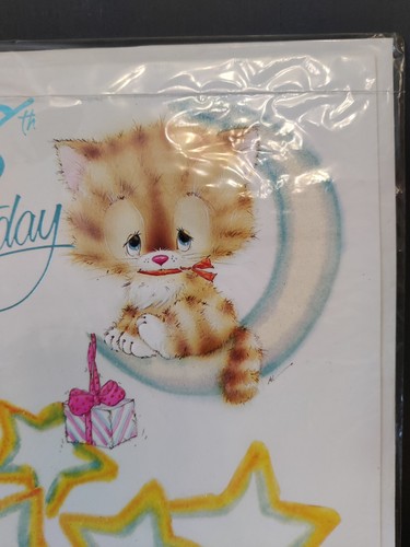 Biglietto Auguri Vintage Retrò Nuovo Kingsley Figlia 18° Compleanno A4 Gatto Stelle Grande - Foto 3 di 6