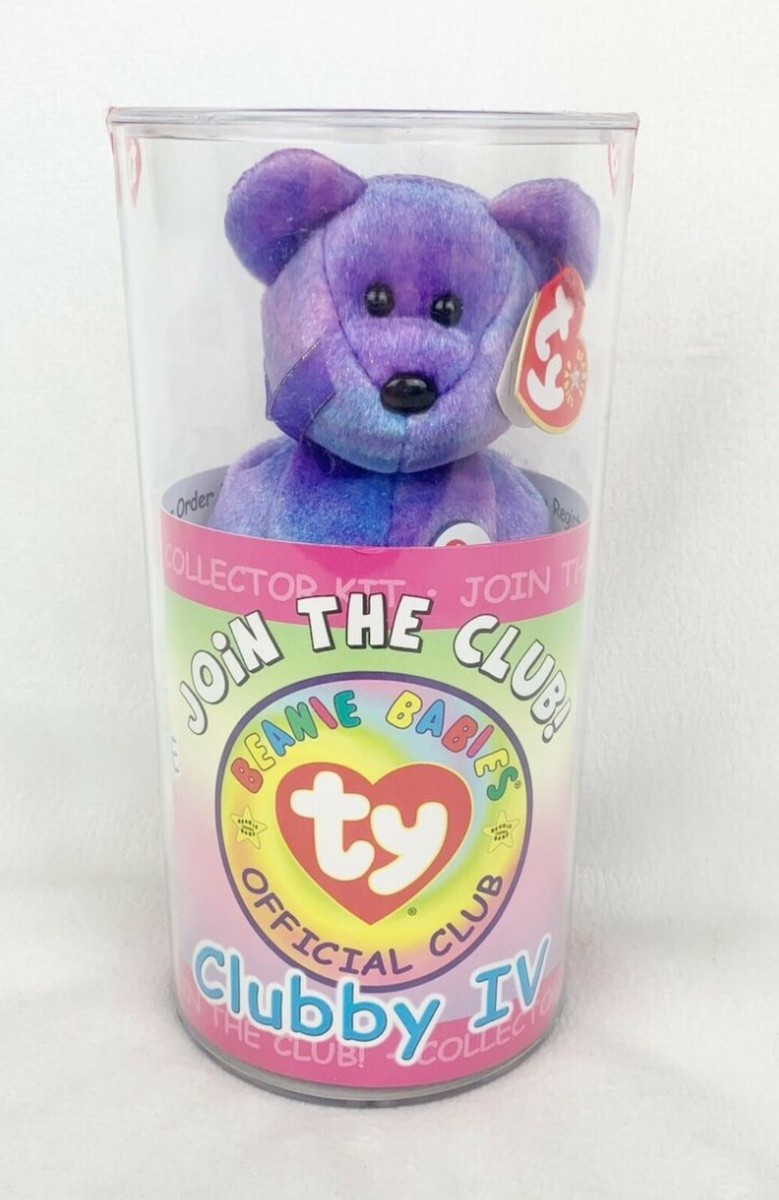 Ty Beanie Baby CLUBBY IV Purple Bear 2001 RARE RETIRED PRISTINE