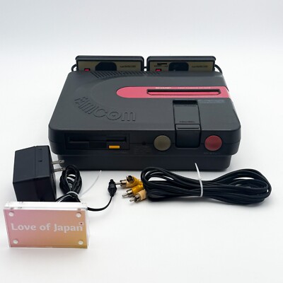 Sharp Twin Famicom Console System AN-500B Black Good Tested Condition