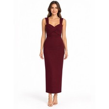 Nookie Size Large Sleeveless Crisscross Bodice Maxi Formal Dress - Burgundy
