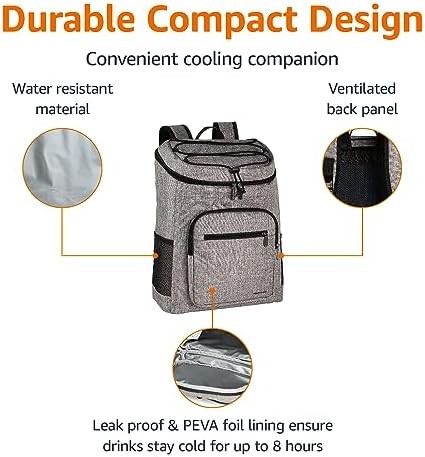 30 Can Insulated Cooler Backpack Gray
