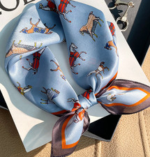100 Silk Mulberry Scarf Neckerchief Shape pony Print 53X53cm Bandana wrap new