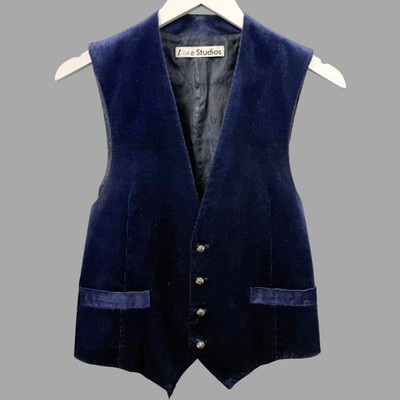 ACNE STUDIOS Dark Blue Corduroy Paisley Back Vest Sz IT 46 US S Cotton Blend