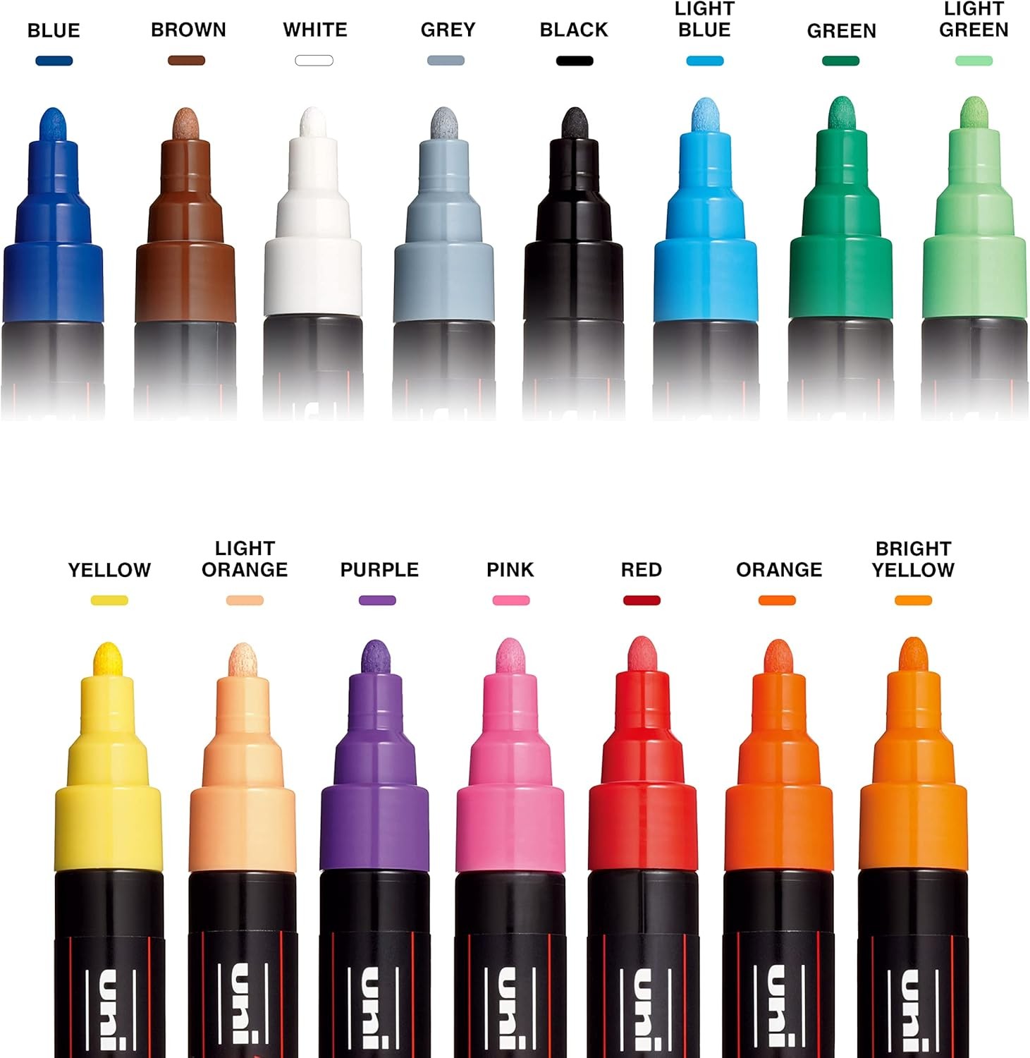 Uni-Posca Paint Marker Pen - Medium Point - 15 Count (Pack of 1), Assorted 