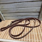 Brown Leather Dog Lead Leash w/ Brass Snap Hook Clip, Size L, 72x1/2 inch — photo 1