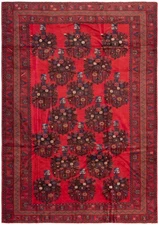 Vintage Red Traditional 6'10" x 9'11" Hand-Knotted Oriental Wool Area Rug