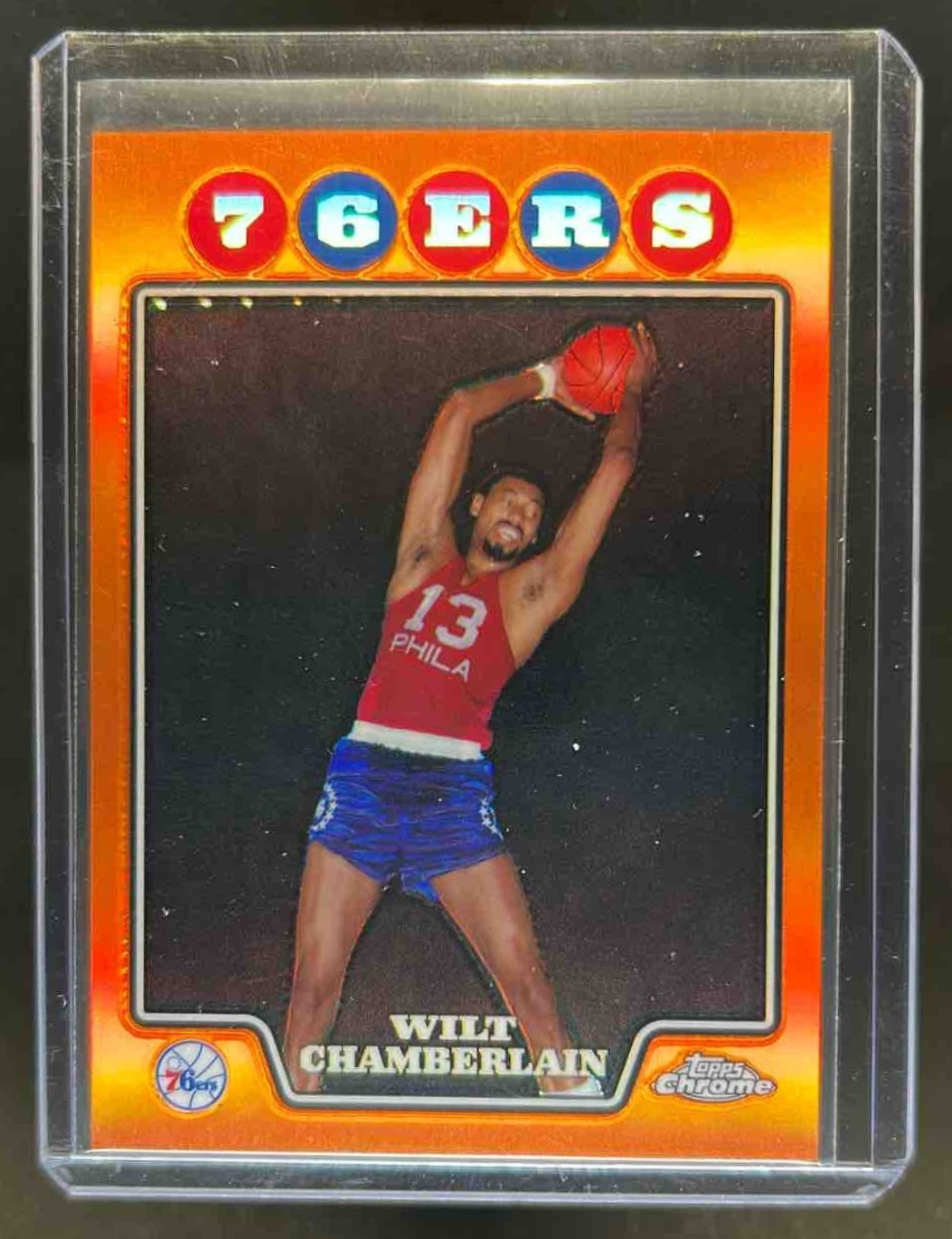 2008-09 Topps Chrome Wilt Chamberlain Refractor Orange #153/499 76ers