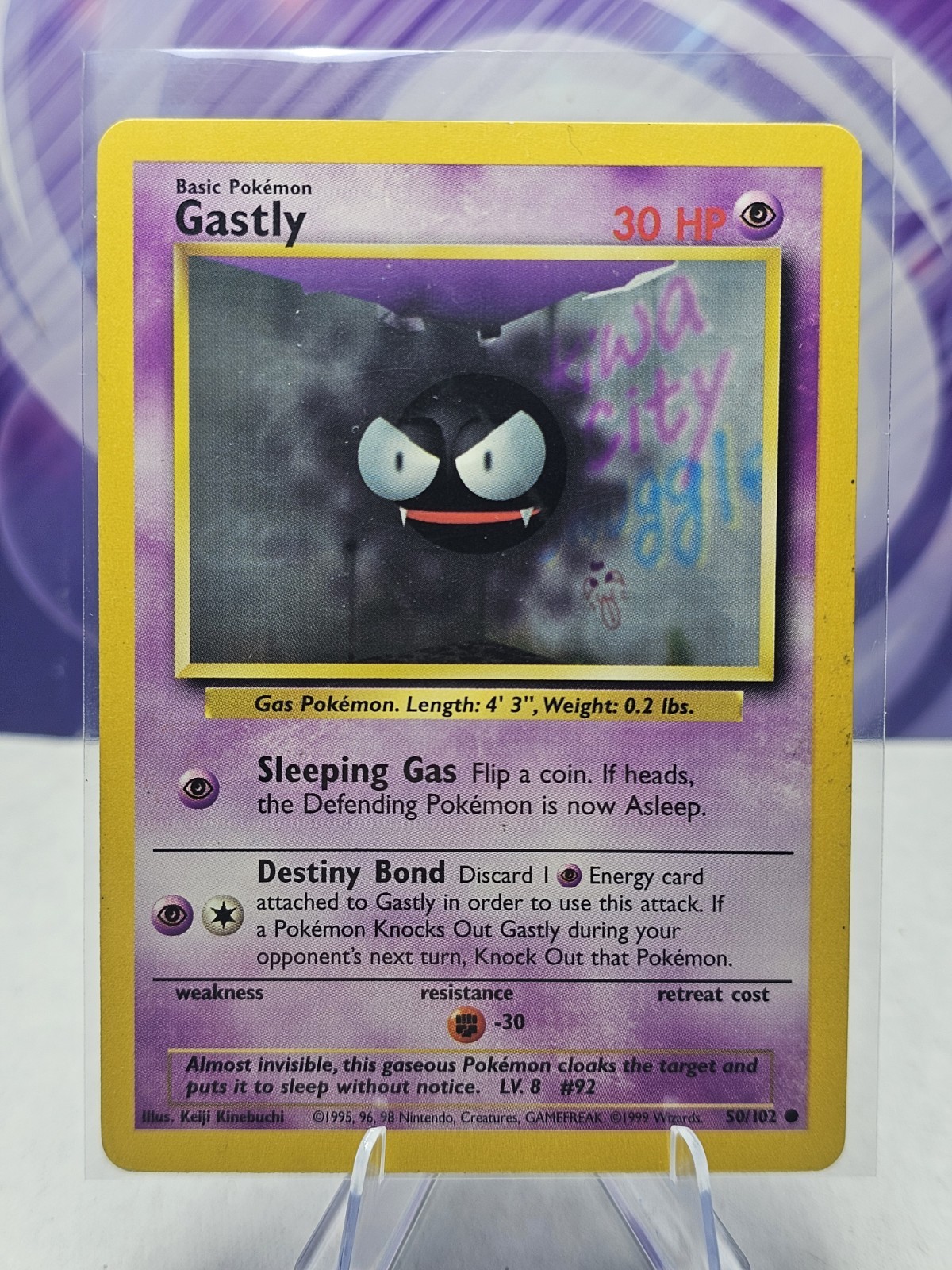 Gastly 50/102 Pokemon Card Base Set Unlimited LP
