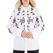 Valentino Garavani Compact Popelin Embroidered Shirt, Brand Size 40 US Size 4 