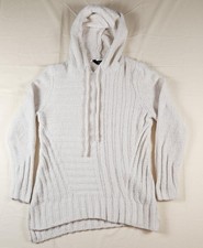 Simply Vera Vera Wang Hooded Sweater Womens Large Ivory Pullover Knit Soft Cozy