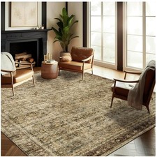 Stylish 8x10 Foldable Area Rug - Retro Floral, Perfect for Living & Dining