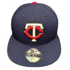 Vtg Minnesota Twins New Era 59FIFTY On-Field Fitted Hat Cap 7 Blue Made in USA
