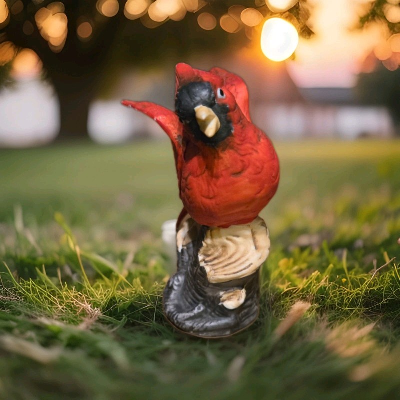 Vintage Korean Ceramic Cardinal Bird Purch On Branch Decor Figurine Collectible