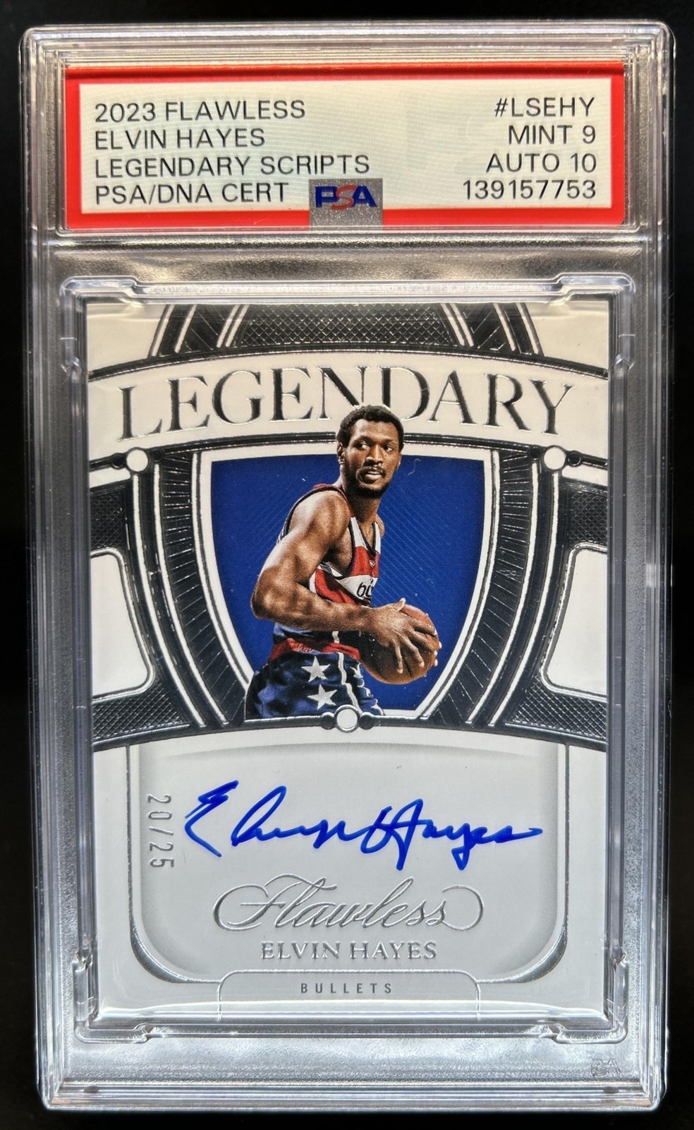 2023-24 Panini Flawless Elvin Hayes Legendary Scripts Auto #/25 Bullets PSA 9 10