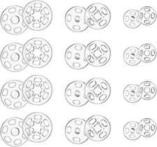 100Pcs Clear Plastic Snaps for Sewing, Round Sew on Snap Buttons Fasteners for C
