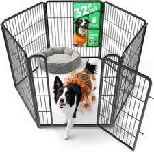 Homeplus Indoor Dog Playpen 32" H 6 Panels for Small  Medium Dogs Expandable