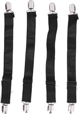 4Pcs Adjustable Bed Sheet Fasteners, Suspenders with Elastic Bands, Zinc Alloy C