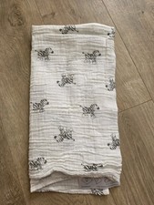 Amazing Baby Blanket Zebra Muslin Swaddle Premium Cotton White Gray 48"x42"