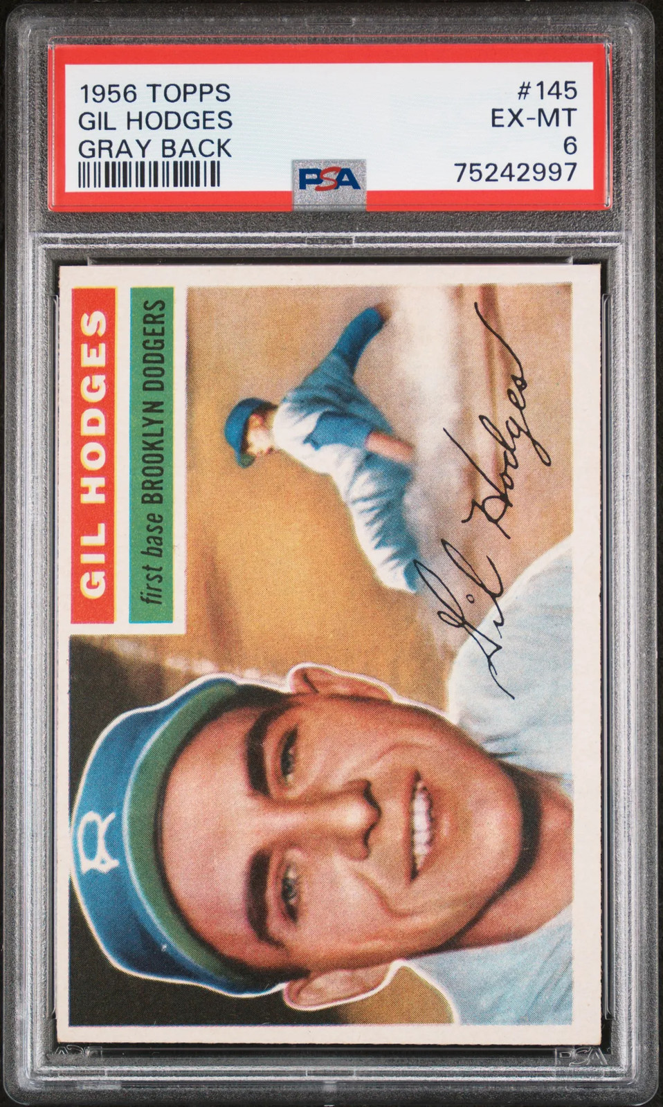 1956 Topps Gil Hodges #145 Gray Back PSA 6