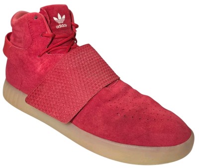 Adidas Mens Size 11.5 Tubular Invader Strap Sneakers Red Suede Leather BB5039