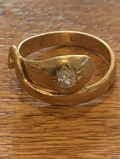 22ct & 18ct Antique diamond .50 approx. snake ring 7g hallmarked 22ctSize V-W