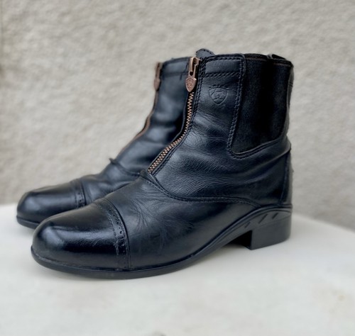 Ariat Heritage Zip Paddock Boots Youth US 3 Black Leather Riding Equestrian
