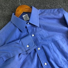 Brooks Brothers Dress Shirt Mens 16 32 Blue Cotton Non-Iron Slim Fit All Cotton