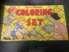 Gold Metal Coloring Set Vintage