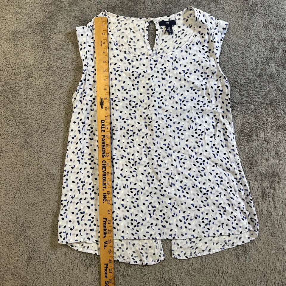 Blusa sin mangas informal de negocios estampado azul Gap para mujer talla M. Gran grapa Foto 4 de 4