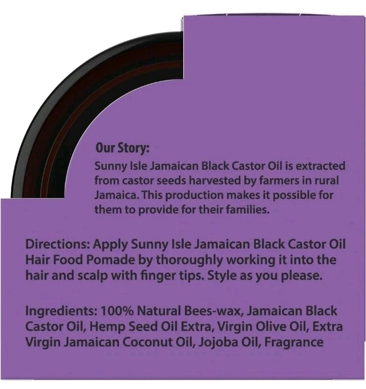 Sunny Isle Jamaicana Aceite de Ricino Negro Lavanda Comida para el Cabello Pomada, 4 OZ  Foto 2 de 4