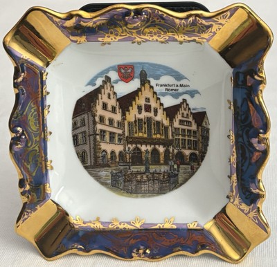 FRANKFORT a MAIN ROMER ASH TRAY KLEIBER BATAVIA MADE IN GERMANY 22 KARAT GOLD G2