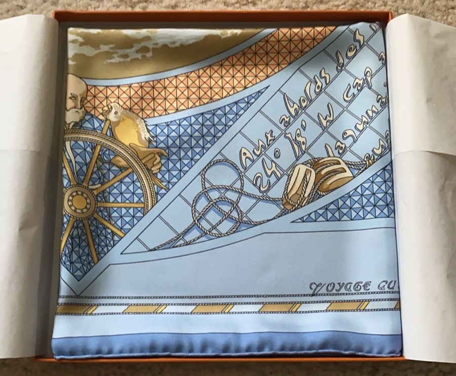 HERMES PARIS スカーフ Hermes 100% Silk Carré Scarf VOYAGE AU LONG COURS Vintage BNIB