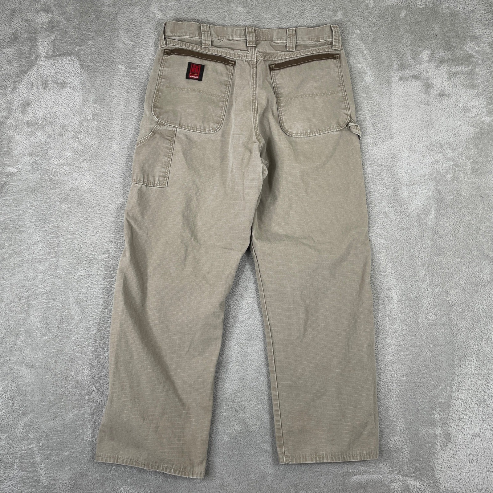 Wrangler RIGGS Carpenter Pants Mens 34x30 Tan Ripstop Workwear Utility Trousers