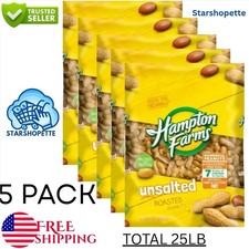 5 PACK - Hampton Farms Unsalted In-Shell Peanuts 5 Lbs. Total 25 Lbs
