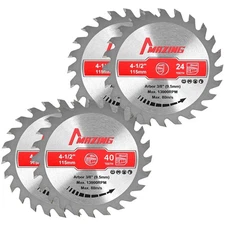MAZING 4 PCS 4-1/2 Inch 24T&40T Circular Saw Blades, 4.5 inch TCT Compact Circul