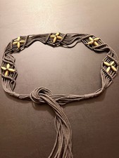 Boho Macrame Tie Belt with Wooden Beads