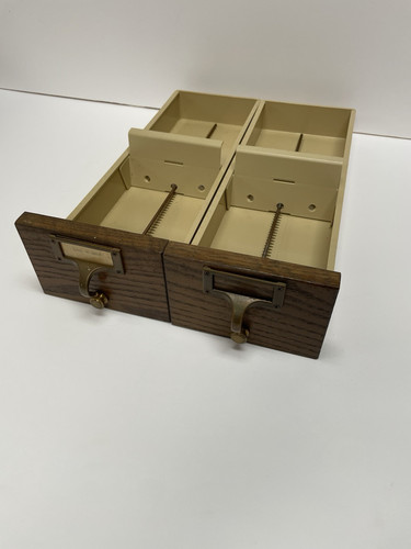 2 Vintage Replacement Card Catalog Library Drawer, Pull Rod & Label Frame - Picture 2 of 4