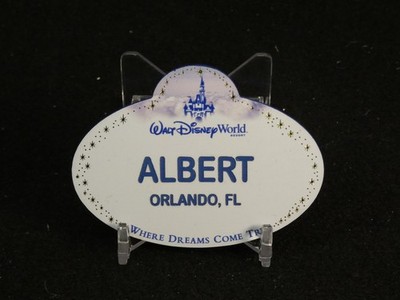 Genuine Walt Disney World Cast Member CM Name Tag ID Badge Orlando FL Albert