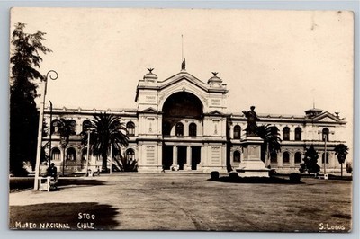 Vintage Museo Nacional Santiago Chile Black & White Postcard RPPC