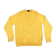 Lyle  Scott Scotland Golf Sweater Pullover Men's M Combed Cotton V-Neck Yellow