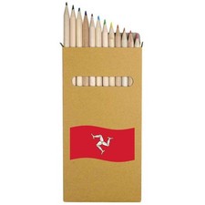 12 x 'Waving Manx Flag' Long 178mm Coloured Pencils / Pencil Set PE00060123 