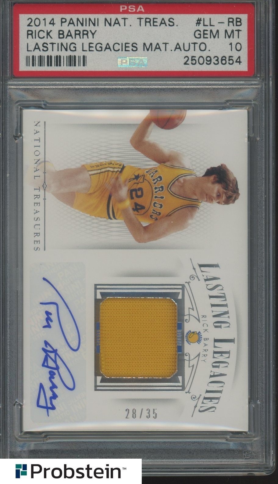 2014 National Treasures Lasting Legacies Rick Barry GU Jersey AUTO /35 PSA 10 view 1