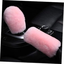 Pink Genuine Sheepskin Car Gear Shift Handle Level Stick Knob Cover Korean Pink
