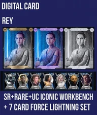 ICONIC REY SR/RARE/UC/FORCE LIGHTNING 10 Card Set Topps Star Wars Card Trader