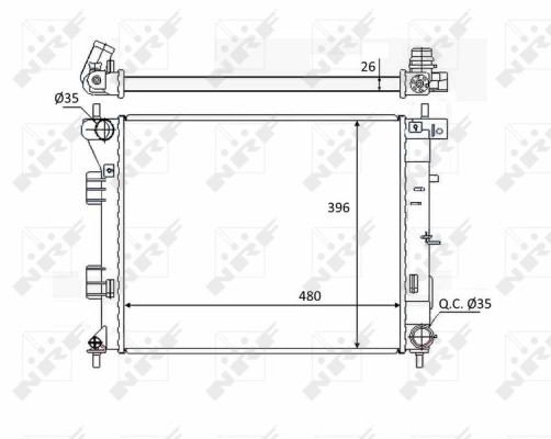 Radiateur NRF 58522 pour le remplacement du système de refroidissement OE 25310A5800