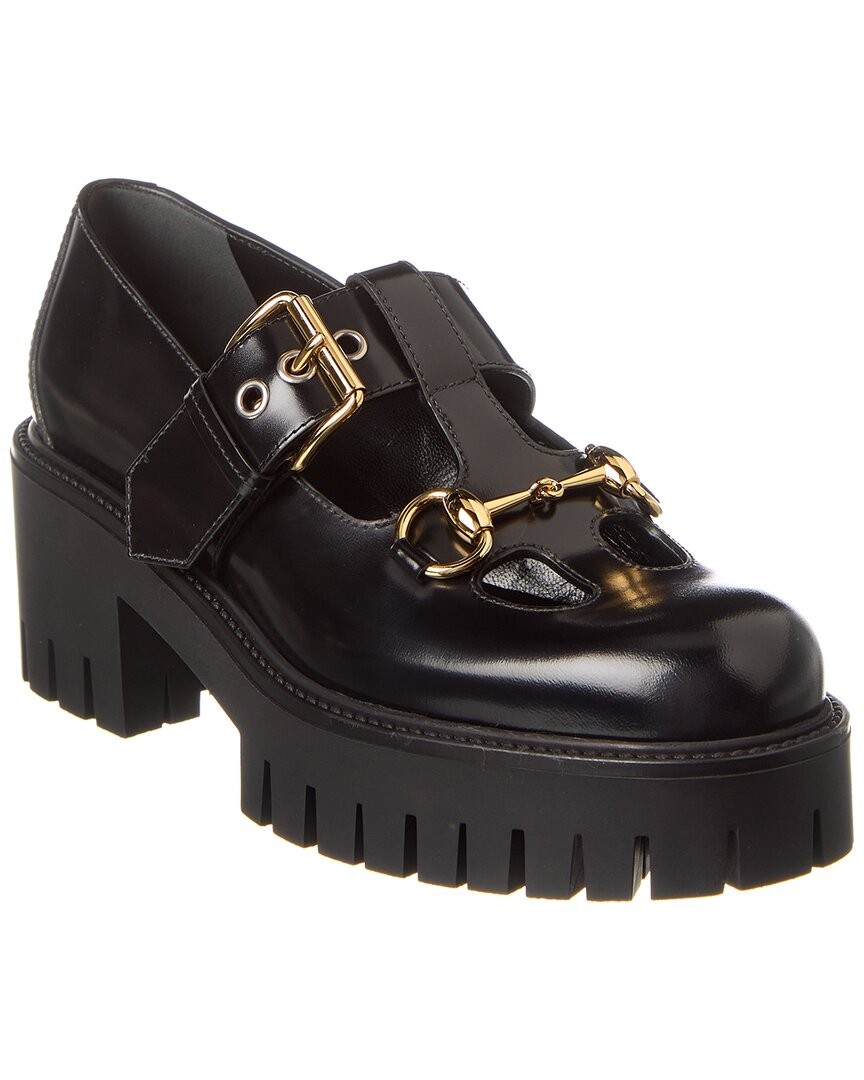 Женские мокасины из натуральной кожи Gucci Horsebit черный 40 114990₽