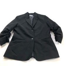 Calvin Klein Scrunch Ruched Sleeve Two Button Blazer Jacket Black MINT